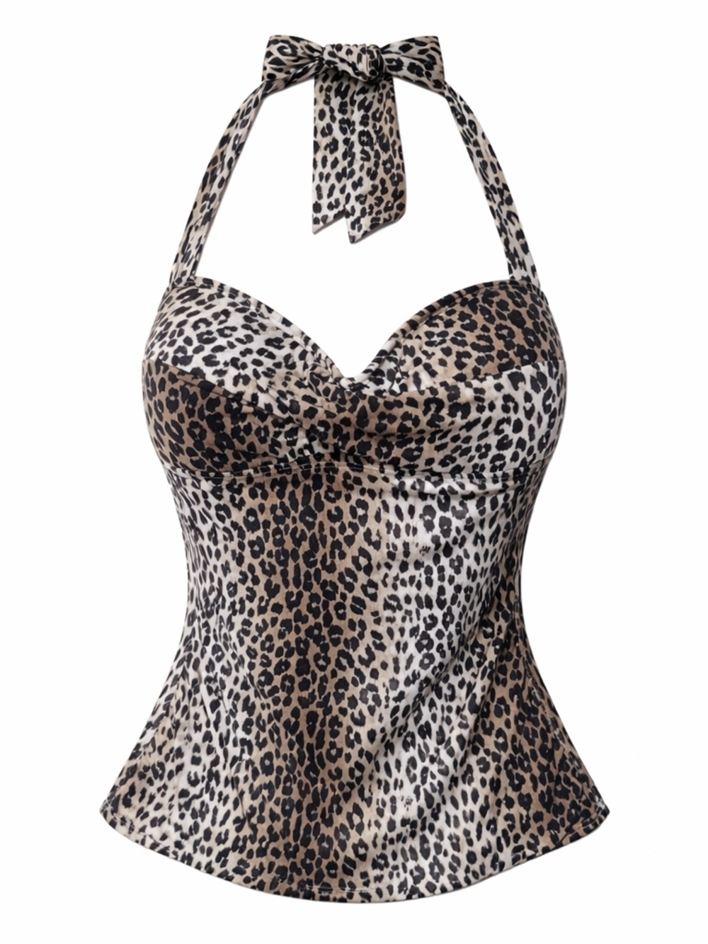 Tommy Bahama Leopard Halter Tankini Bustier Top Small Ruched Swim *Small Mark